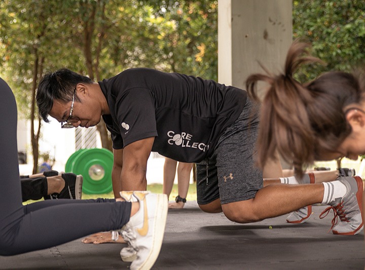 trainer leading workout