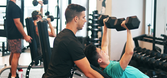 personal trainer and client